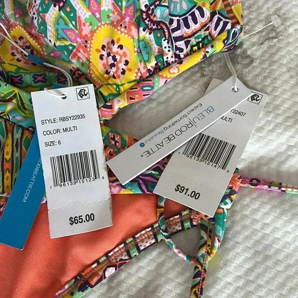 Bleu Rod Beattie Seriously Sunny Bandeau Tankini Top and Bikini Bottom Size 6 - Picture 10 of 12